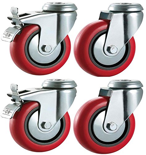 Roulettes pivotantes avec freins en polyuréthane 125 mm  Single trou de boulon Fixation Heavy Duty PU Roulettes chariot à roues par Bulldog Roulettes  Max 500 kg par lot