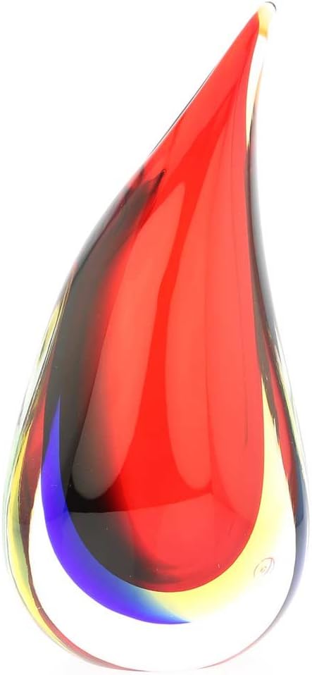 Glass Of Venice Murano Glass Sommerso Wave Vase - Red Blue Amber