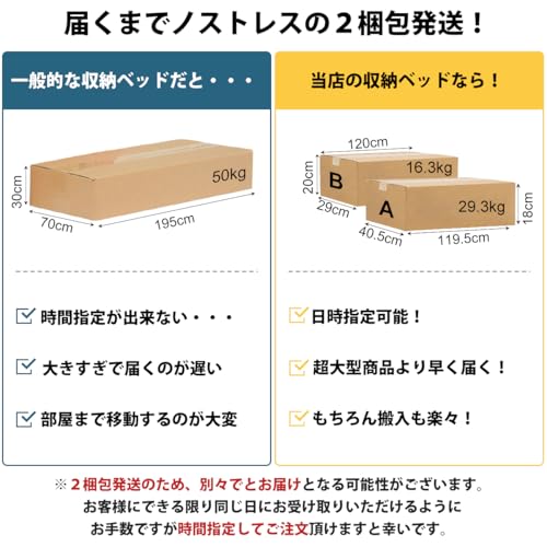 Naotico 収納ベッド セミダブル 宮棚付き 引き出し4つ 位置交換可能 コンセント&照明付き 鉄骨フレームで高耐久 ベッドフレーム 単品 cj-sn4-SDblack (アイボリーブラック) の商品画像 2