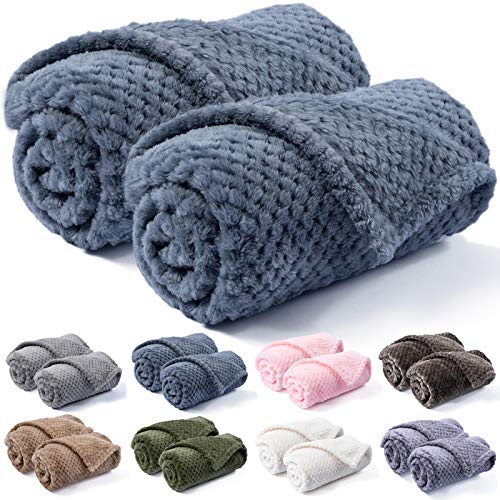 Image of Warm Soft Fuzzy Dog or Cat Blanket, Plush Fleece Throws for Puppy, Kitten, Bed, Couch, Sofa, Travel (S /24 inch x 32 inch, Blue)