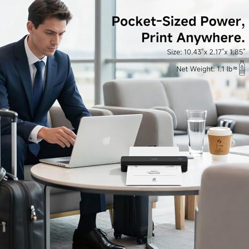Image of HPRT MT610 Portable Printer Wireless for Travel, Inkless Thermal Printer for iOS /Andorid /Laptop, Supports Thermal Paper & Labels,Supports 8.5 inchx 11 inchUS Letter & A4, A5 for Office /Home /School /Vehicles