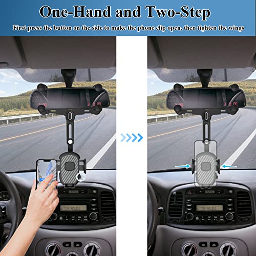 Jdhdl Phone Mount For Car, Rear View Mirror Phone Holder, Rotatable And Retractable Car Phone Holder Mount Rearview Mirror Phone Holder For Car Compatible With Iphone Samsung All 4-7 Inch Cell Phones #TOP3