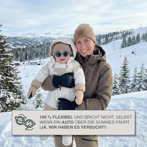 BABYMOCS Baby Sonnenbrille 0-1,5 Jahre BIOPLASTIK & POLARISIERT I Runde Sonnenbrille Baby Jungen & Mädchen BPA-frei I 100% UV SCHUTZ I Mit Band & biegsam I Schwedisches Design Sonnenbrillen Kleinkind