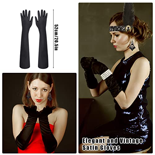 Dreamtop 20er Jahre Accessoires Damen 1920er Flapper Great Gatsby Accessoires 1920s Zubehör Set mit Stirnband Handschuhen Halskette Armband Ohrringen Spitze Faltfächer