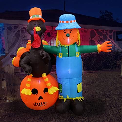 6 Foot Thanksgiving Inflatable Scarecrow + Turkey + Pumpkin