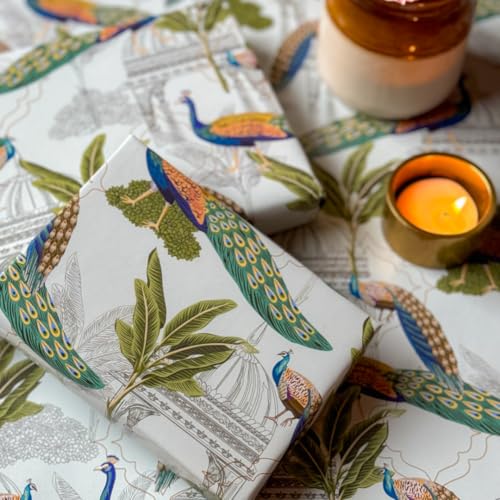 Image of Be StoriesThe Dancing Peacock Colorful Design Wrapping /Laminated Art Paper sheet 100 GSM for Gift Packing for all occasions like Birthday, Diwali, Chirtsmas, 28 inches x 20 inches of 10-Sheets