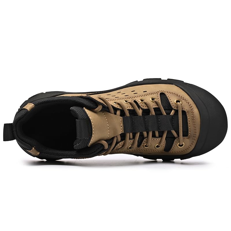 Mecolop Men’s Hiking Shoes Low Top Casual Shoes Trekking Trails Outdoor Work Shoes for Men Khaki 8