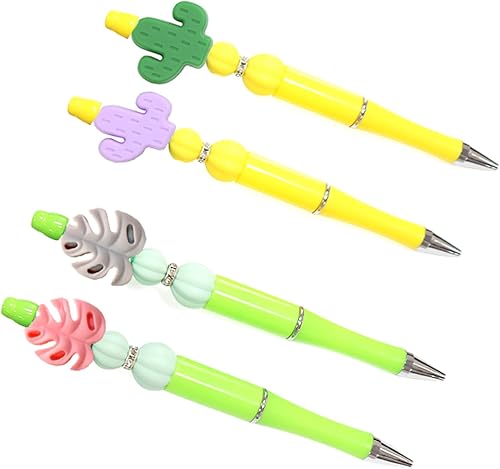 Miniatura 5 de 24 cuentas de silicona de cactus en forma de hojas sueltas de silicona con agujero grande, cuentas de silicona coloridas a granel para hacer joyas,