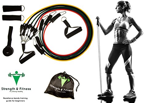 Strength&Fitness Ultimate Resistance Band Set with Door anchor, 5 Tubes and Lux Bag - Ideal For Strength Building and Weight Loss