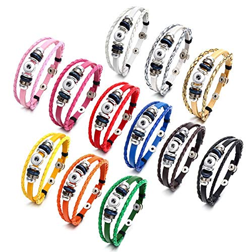 LOVGLISTEN 10pcs Snap Charms Button Bracelet Bangle for 12mm Snap Button Jewelry (10)