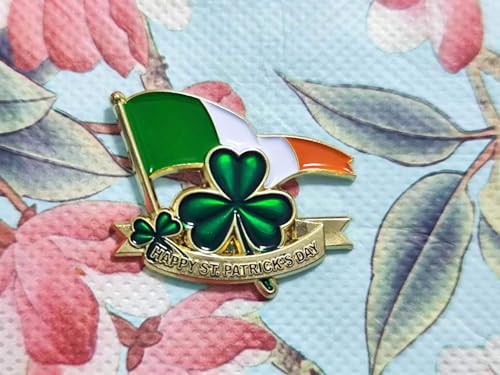 Image of St Patrick's Day Lapel Pin Badge Brooch Shamrock Irish Lucky Clover Celebration Gifts Decoration