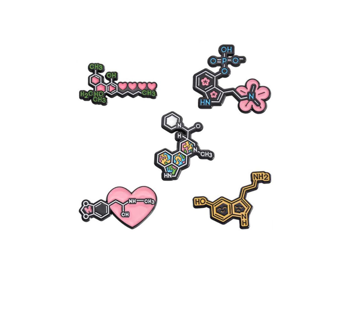 5pcs Molecular Structure Enamel Pins Chemical Element Symbol Brooches Lapel Badges Funny Jewelry Gift for Students Friends