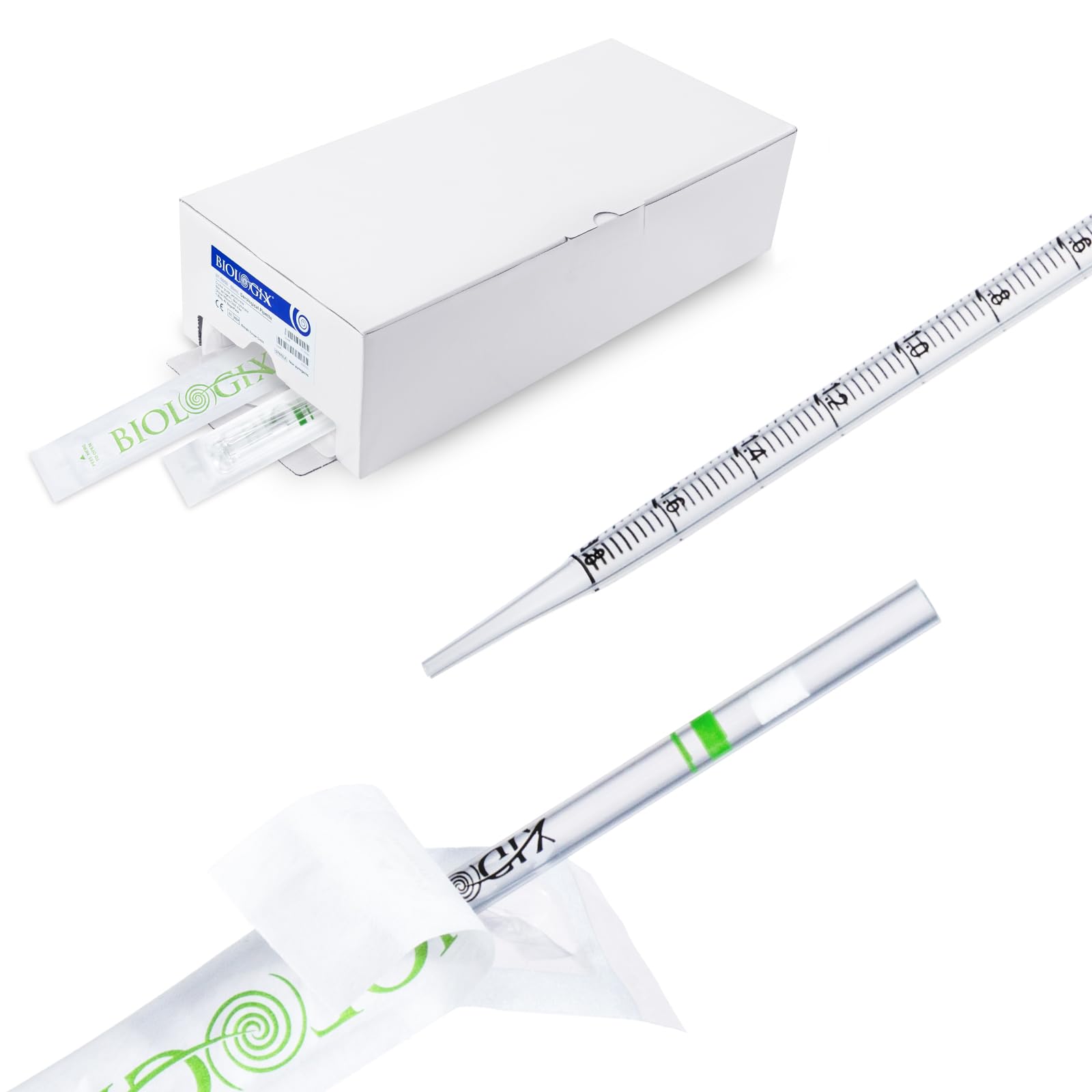 Pipette sierologiche, 2 ml (verde), sterili confezionate singolarmente, confezione da 150