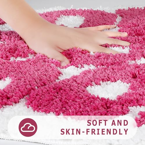 Image of TOIVO You Look Good Bath Mat - Stylish Funny Pink Bathroom Rug with Cute Words, Absorbent & Non-Slip - 25x21 inch (RED)