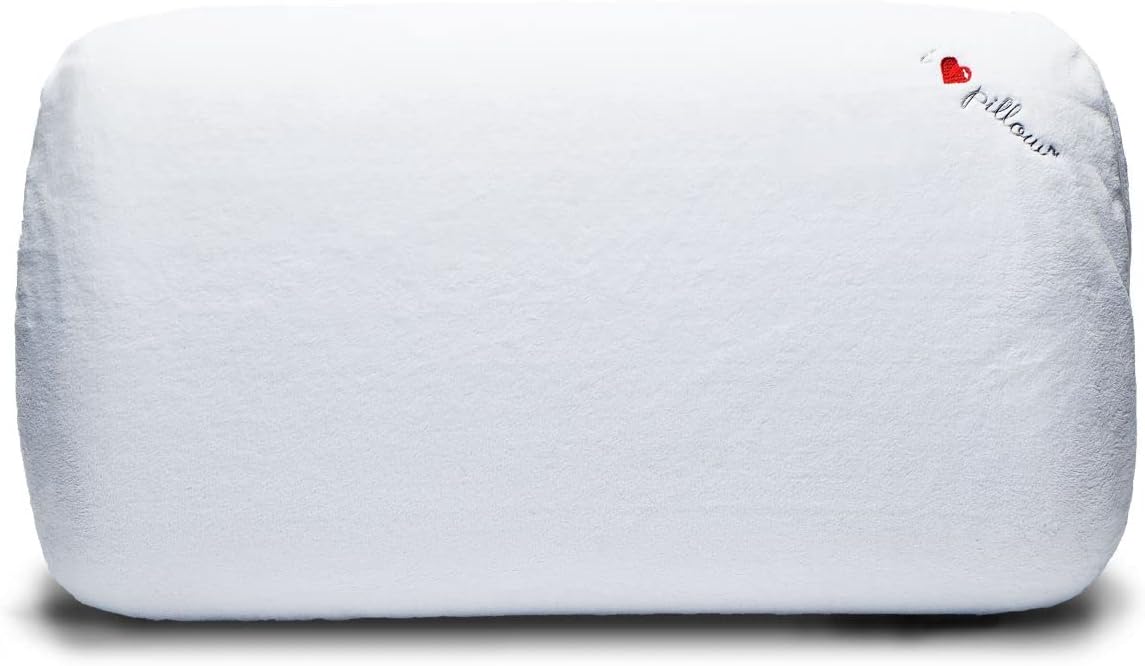 I Love Pillow Traditional Comfort Medium Profile Supportive Memory Foam Sleeping Pillow with Cotton Pillowcase Cover, King, White