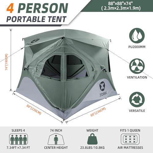 Carpa Pop Up para Camping 4 Personas Verde miniatura 2