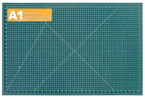 Tujurich Schneidematte A1 60 x 90 cm doppelseitige Bastelmatte Bastelunterlage schnittfest für Rollschneider zum Nähen Quilten Scrapbooking & Basteln Grün Self Healing Cutting Mat for Hobby
