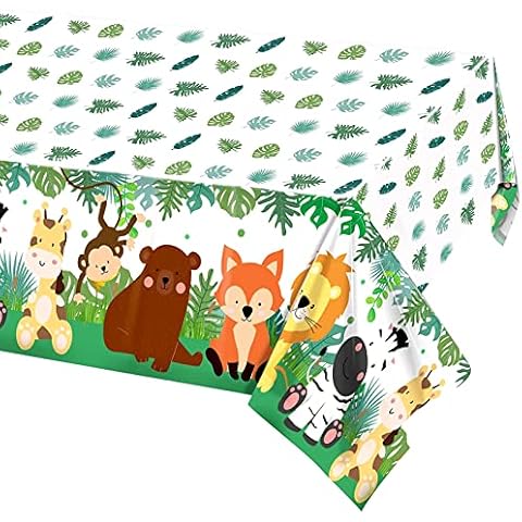 POPOYU Jungle Animals Party Tablecloth Cover
