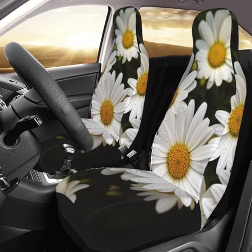 Housse de siège avant de voiture motif marguerite pour voyager heureux