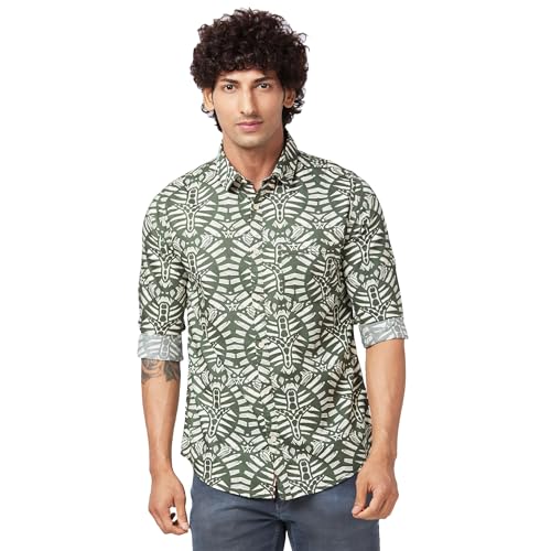Image of Spykar Men's Regular Fit N /A Full Sleeve Printed Casual Shirts