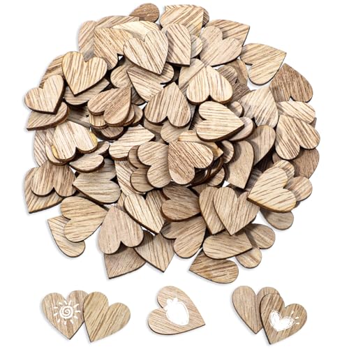 JJUNW 100 Stück Holzherzen zum Basteln, 2cm Holzherz Deko Herz Streudeko Hochzeit Tischdeko Herzen Klein Konfetti Herzen für Hochzeit Geburtstag DIY...