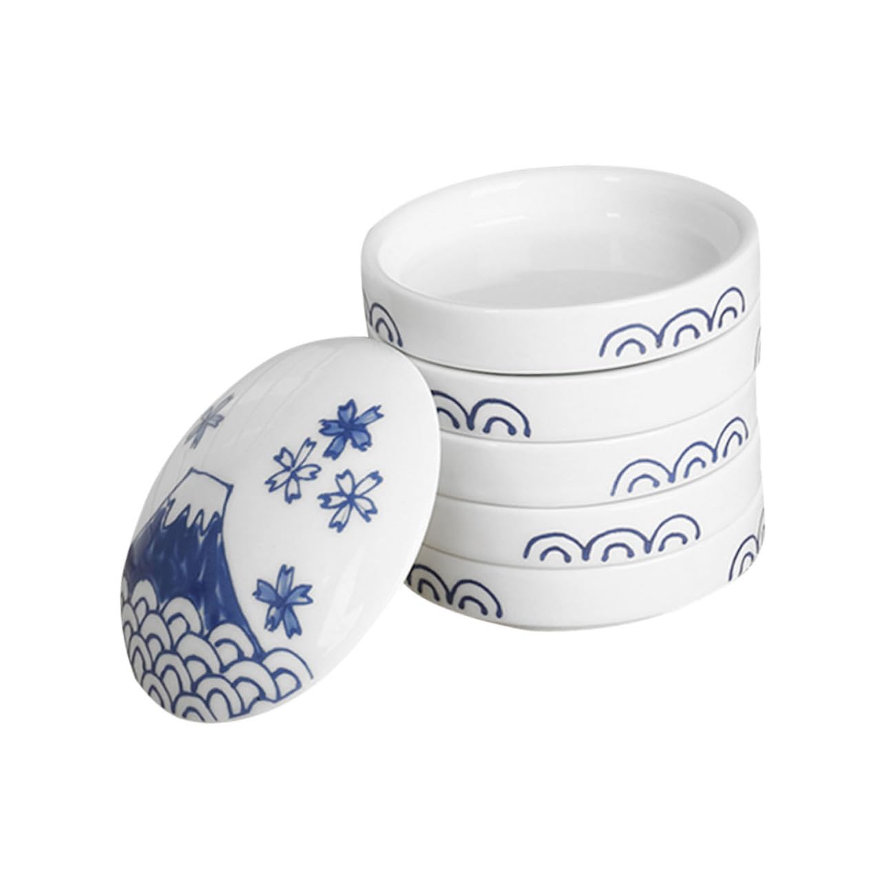 jojofuny Graceful Blue Paint Tray Palette with Cover Multi Purpose Color Mixer for Home Students Easy to Clean Porcelain Ink Mixing Dish Present for Artists