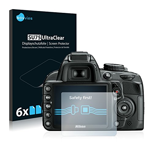 savvies Protector Pantalla Compatible con Nikon D3100 (6 Unidades) Pelicula Ultra Transparente