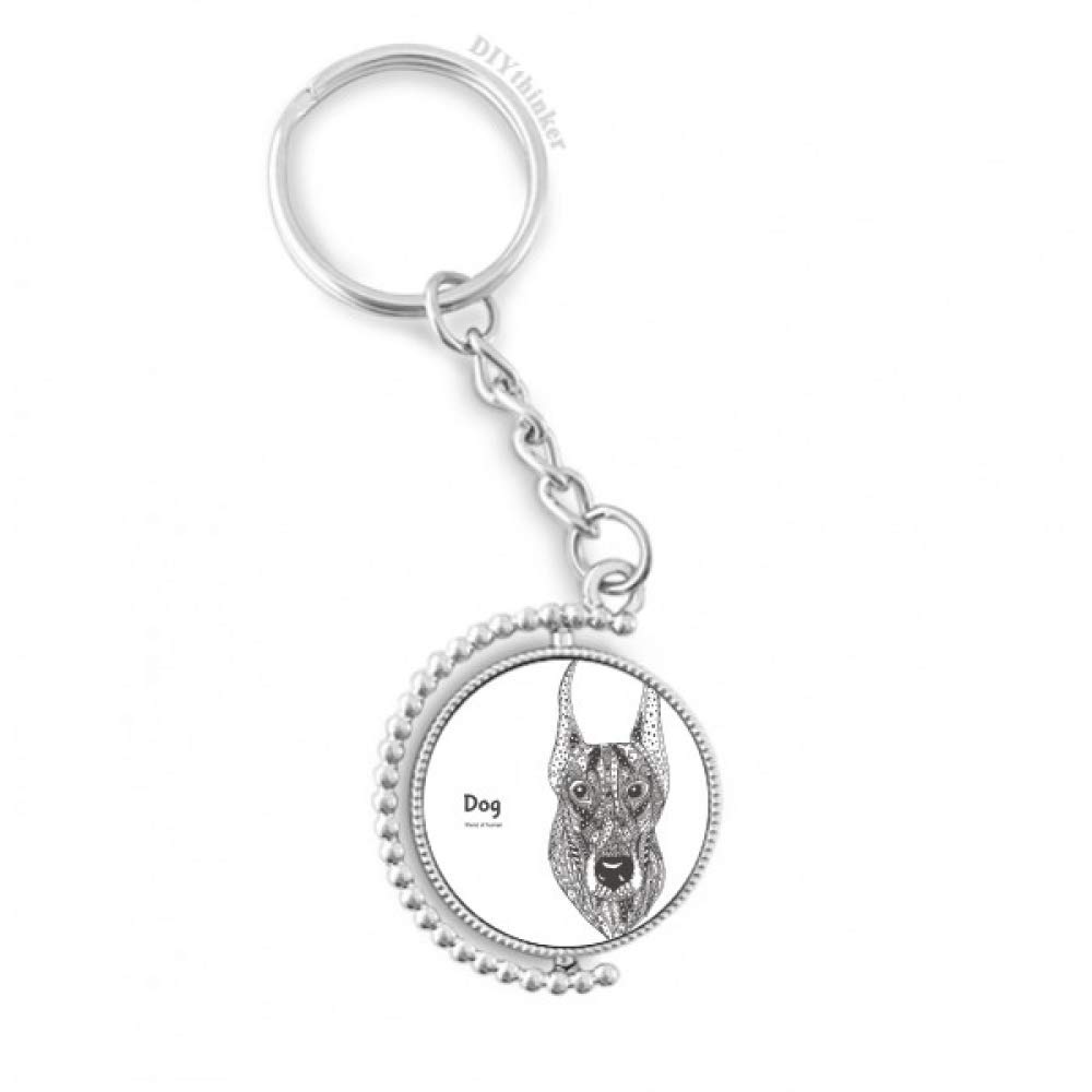 Llavero de perro amigo feroz con cadena y anillo giratorio para llaves de coche 4