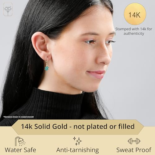 925 Sterling Silver with 18K Gold Overlay Dangle Earrings for Women | Hypoallergenic Birthstone Earrings with Leverback | Simulated Gemstone Dangle Drop Earring by MAX + STONE2