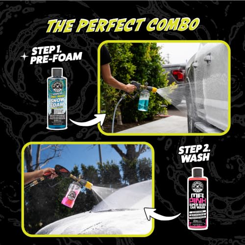 Image of Chemical Guys, Hands Off Touchless Pre-Wash & Mr. Pink Car Wash Soap Kit | Touchless pre-soak lifts dirt and road film, paired with Mr. Pink foaming soap for a safe two-step wash, 16 oz each