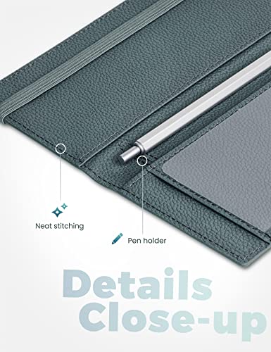 Image of Yarnic Checkbook Cover for Personal Checkbook, Checkbook Holder with Pen Holder & Built-in Clear Plastic Divider for Duplicate Checks (Grey Green)