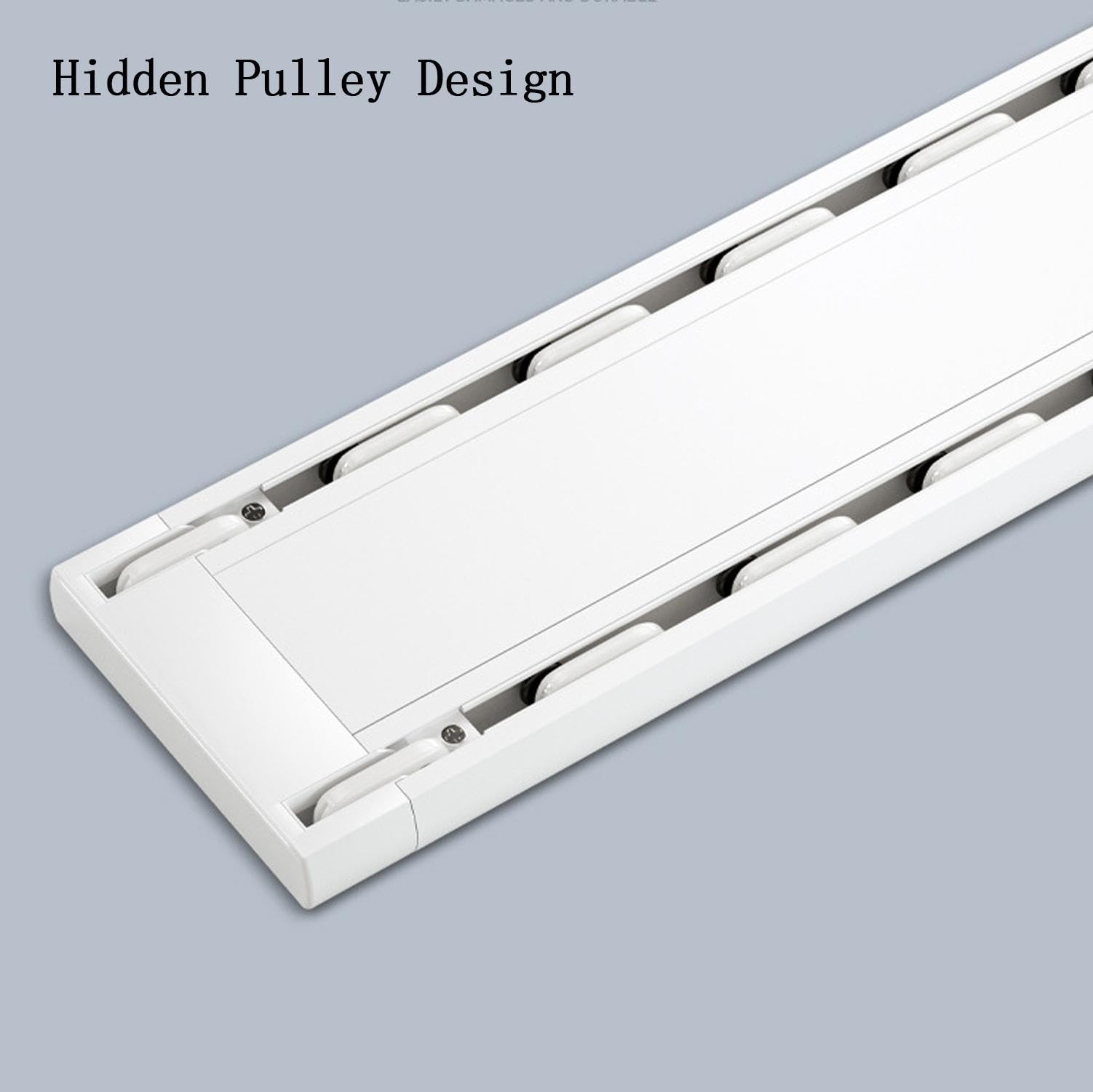 Double rail de rideau, rail de plafond en aluminium rail de rideau rail de rideau lourd, approprié pour le salon salle de bains chambre à coucher cloisonné rail de plafond Kit,White-2.6m