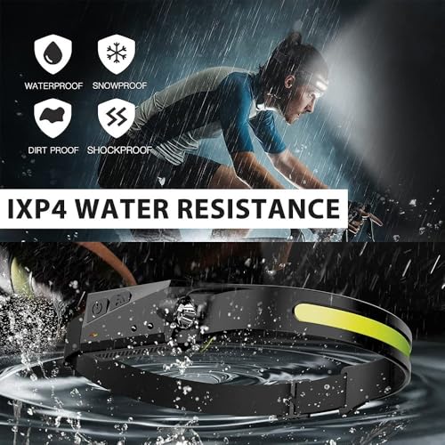 Image of Care 4 Motion Sensor LED + 2COB Head Torch USB Rechargeable Waterproof Headlamp Flashlight 350 Lumen Silicone Head Lamp for Swimming, Cycling, Camping & Trekking