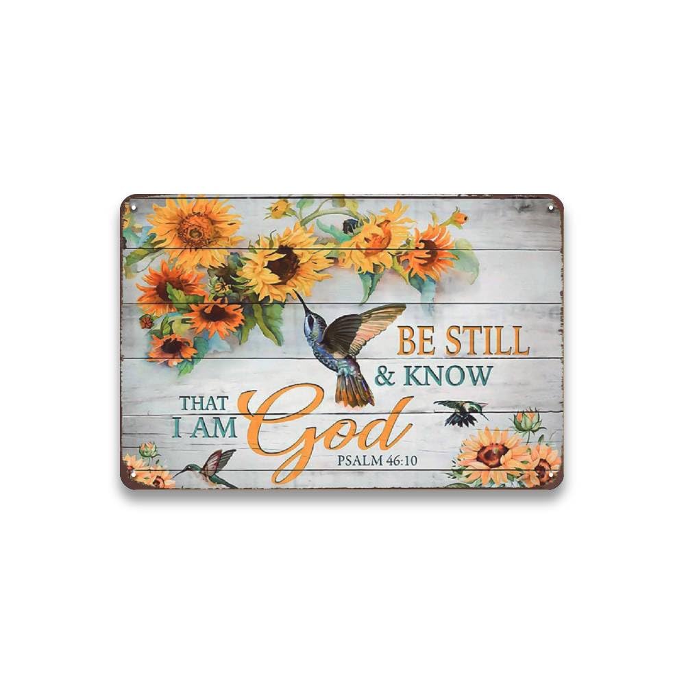 Sunflower Decor Metal Sign Sunflower and Hummingbirds Vintage Metal Tin Sign