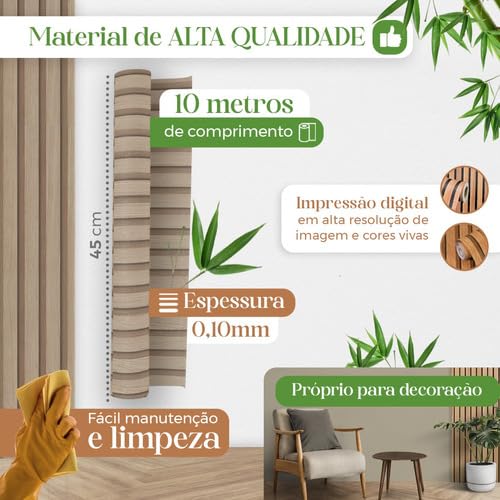 Papel De Parede Adesivo Ripado Vinil Madeira 10 Metros Lavável 3d Realista Fácil De Aplicar