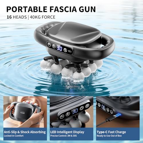 Image of Mini Massage Gun, 2026 Upgrade Portable Deep Tissue Massager with 16 Heads & 3 Modes, 30 Intensity Levels, Ultra-Quiet for Neck, Back, Legs Pain Relief, Ideal for Women, Travel, Home & Office Use