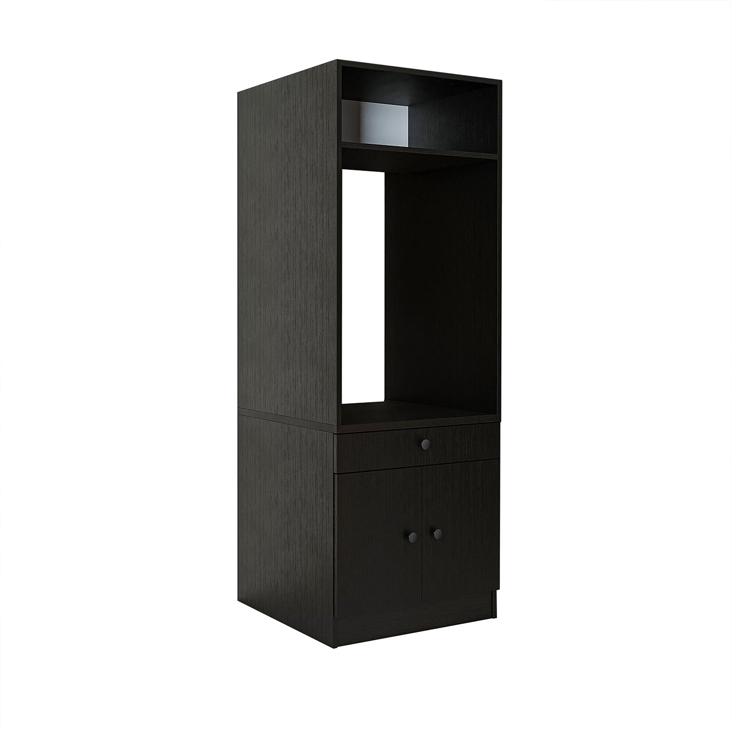ROOMART Armoire de machine à laver avec plateau coulissant - Peu encombrante - Pratique - Idéal pour la buanderie (chêne noir, 1 armoire - 184 cm de haut)