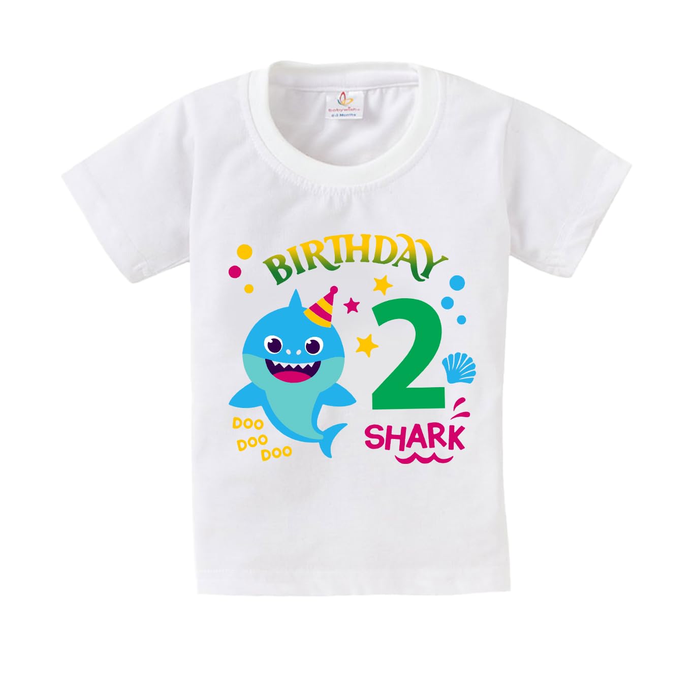 baby wish Birthday Milestone Dress for Boy’s and Girl’s Birthday Tshirt for Kids Happy Birthday T-Shirts Half Sleeve Celebration Birthday boy Girl T-Shirt 2 Birthday Shark