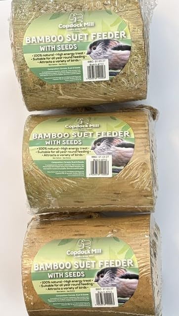 Wild Bird Feeder Suet Filled Bamboo (Pack of 3)