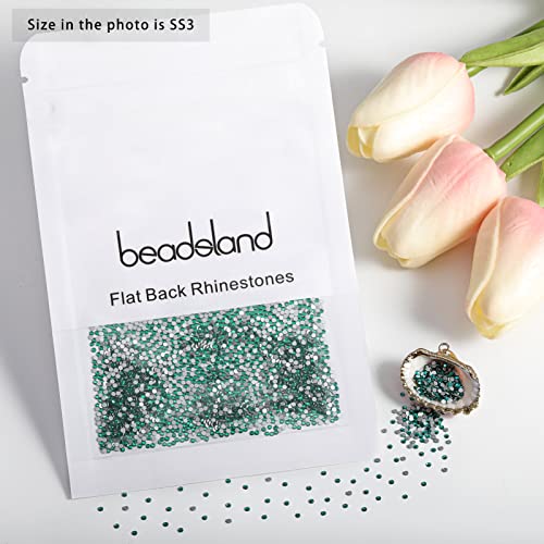 Image of Beadsland Flat Back Crystal Rhinestones,Blue Zircon, SS3, 1440pcs | Round Glass Gems, 1.2-1.4mm, for Nail Art Craft, Glue Fix
