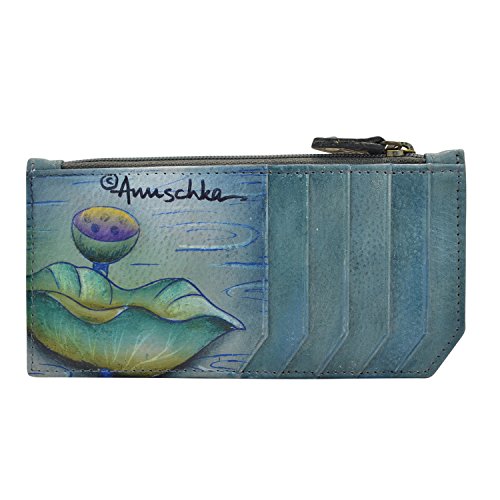 Anuschka Hand Painted Leather Women's RFID Blocking Card Case with Coin Pouch - Tranquil Pond2
