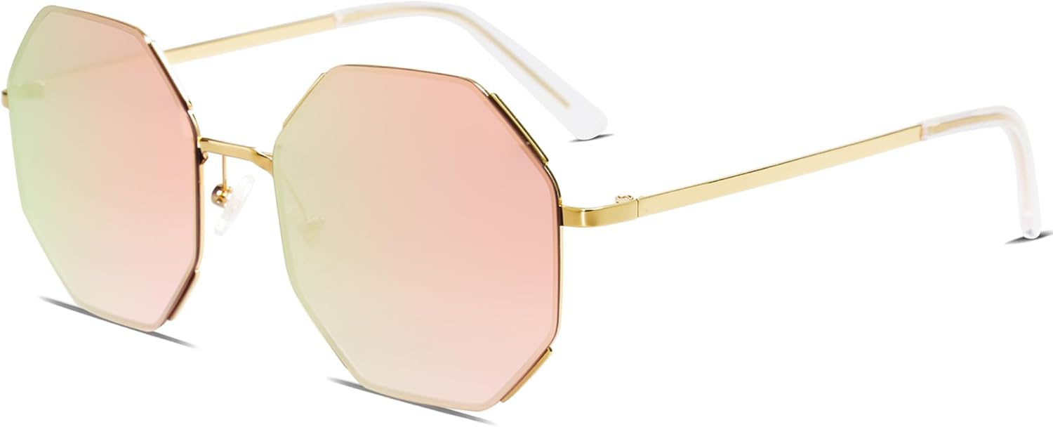 SOJOS Sunglasses for Women Men Classic Retro Polygon Shades UV400 - Image 3