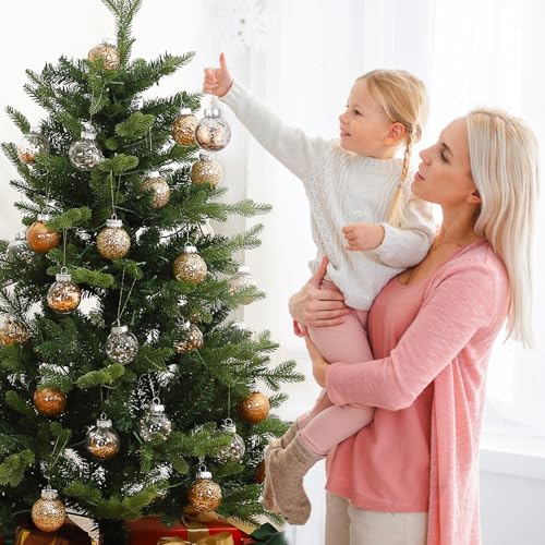Garvee 30 Pcs Christmas Ball Ornaments, 2.36 Inch/6 Cm Shatterproof Christmas Tree Balls for Holiday Wedding Party Decoration, Gold