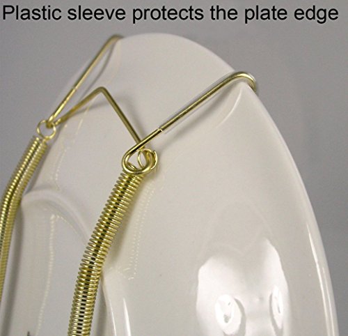 Image of Creative Hobbies Deluxe Plate Display Hangers - Spring Style for 5 -14 Inch Plates - Gold Wire with Hooks & Nails | Pack of 6 (Various)