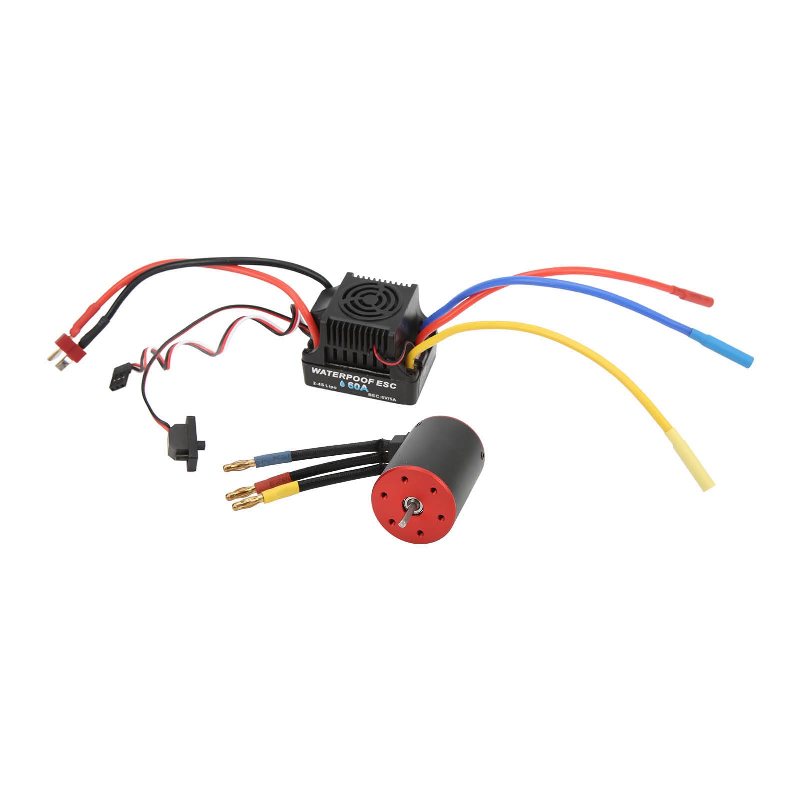 Motor sin escobillas de 2300 KV con controlador electrónico de velocidad (ESC) de 60 A, ESC sin escobillas impermeable para coches RC a escala 1/8 y 1/10, conjunto de alta