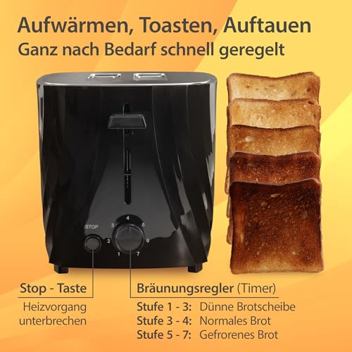 Impolio Toaster Classic 700W – Elegantes Design, 7 Bräunungsstufen, Mit Krümelfach und...