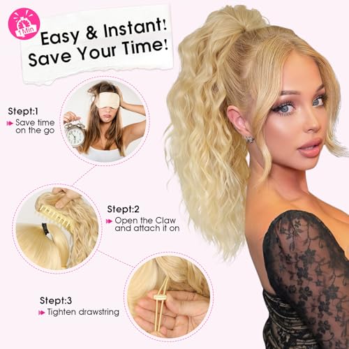 Extension cheveux clip RONTAYA postiche onduler blond clair 46cm - 5