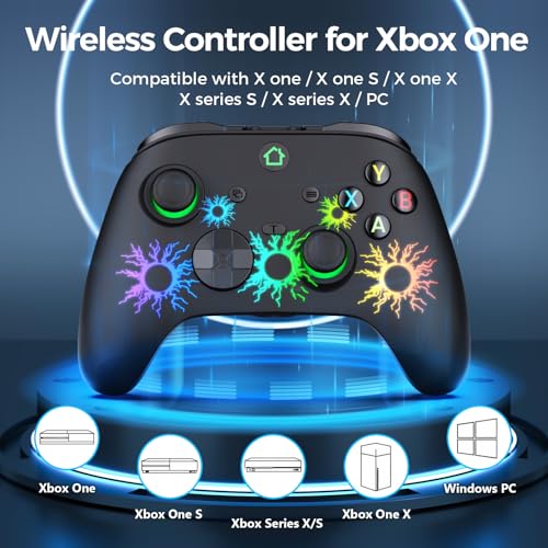 Image of LuvYsshun Wireless Controller Compatible With Xbox One,Xbox Series X /S, Xbox One X /S, PC Windows,RGB LED Light with Rechargeable Built-in Battery,Dual Vibration /Turbo /Mappable Buttons