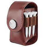 Linkidea PU Leather Golf Ball Pouch Bag Holder Pouch Waist Belt Storage Pocket with 3 Tees 1 Golf Divot Repair Tool Set