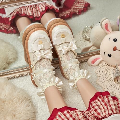 Women's Kawaii Mary Janes Flats, School Cute Mary Jane Shoes, Lolita Low Wedge Platform Heels Pump3